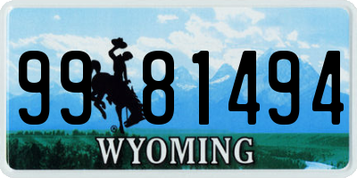 WY license plate 9981494