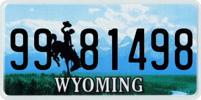 WY license plate 9981498