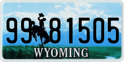 WY license plate 9981505