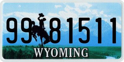 WY license plate 9981511