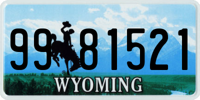 WY license plate 9981521