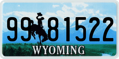 WY license plate 9981522