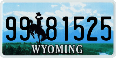 WY license plate 9981525