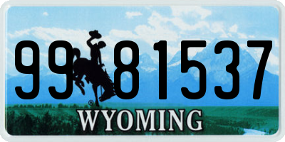 WY license plate 9981537