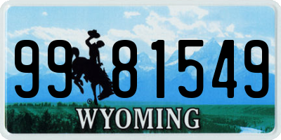 WY license plate 9981549