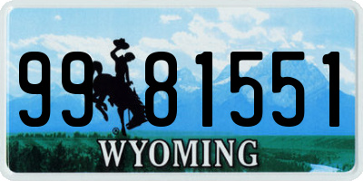 WY license plate 9981551