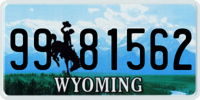 WY license plate 9981562