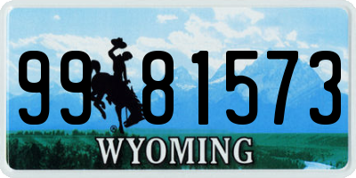 WY license plate 9981573