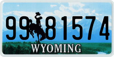 WY license plate 9981574