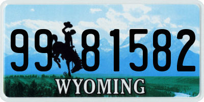 WY license plate 9981582