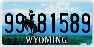 WY license plate 9981589