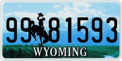 WY license plate 9981593