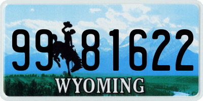 WY license plate 9981622