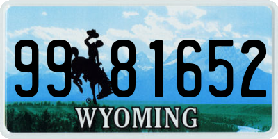 WY license plate 9981652