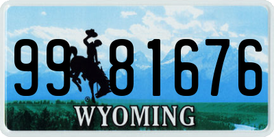 WY license plate 9981676
