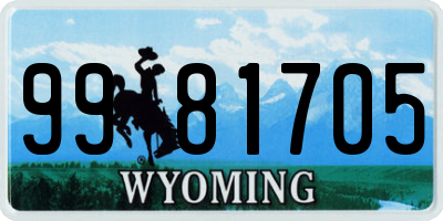 WY license plate 9981705