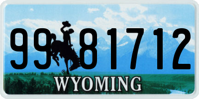 WY license plate 9981712