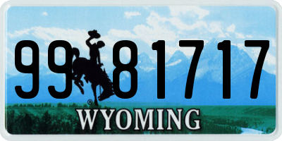 WY license plate 9981717