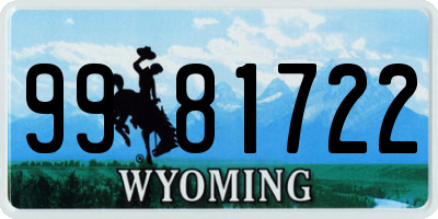 WY license plate 9981722