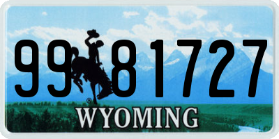 WY license plate 9981727