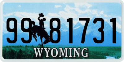 WY license plate 9981731