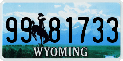 WY license plate 9981733