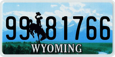 WY license plate 9981766
