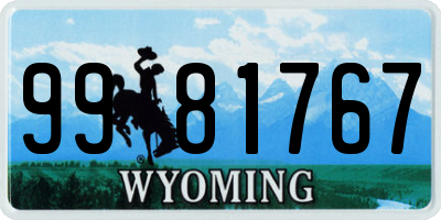 WY license plate 9981767