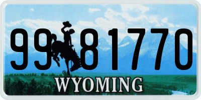 WY license plate 9981770