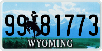 WY license plate 9981773
