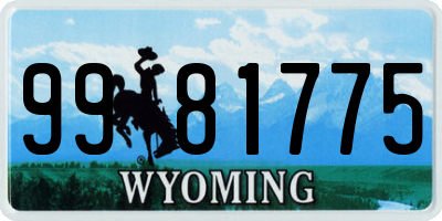 WY license plate 9981775