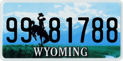 WY license plate 9981788