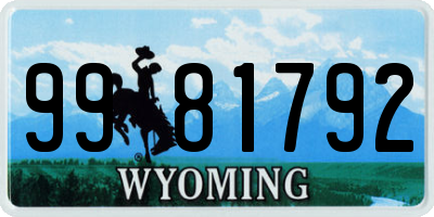 WY license plate 9981792