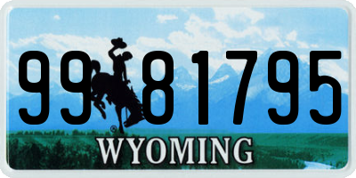 WY license plate 9981795