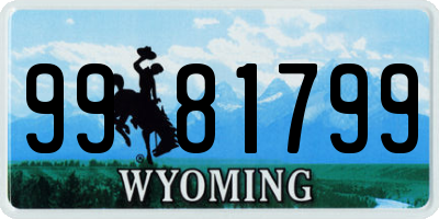 WY license plate 9981799