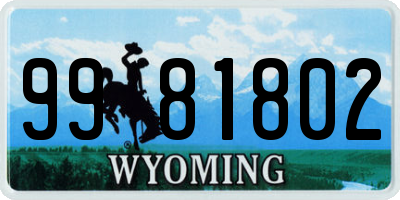 WY license plate 9981802