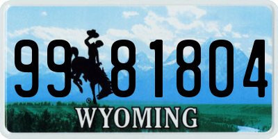 WY license plate 9981804