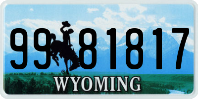 WY license plate 9981817
