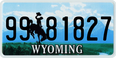 WY license plate 9981827