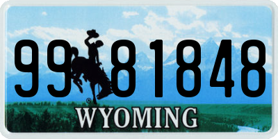WY license plate 9981848