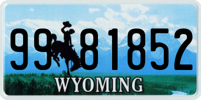 WY license plate 9981852