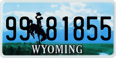 WY license plate 9981855