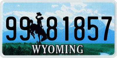 WY license plate 9981857