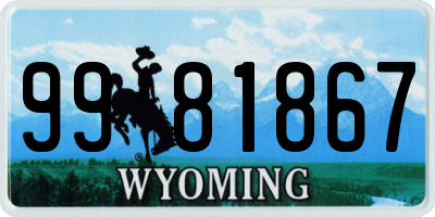 WY license plate 9981867
