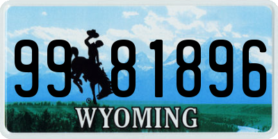 WY license plate 9981896