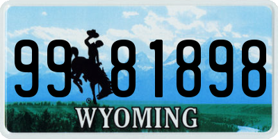 WY license plate 9981898