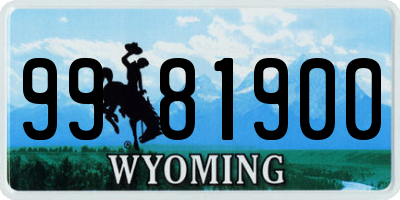 WY license plate 9981900