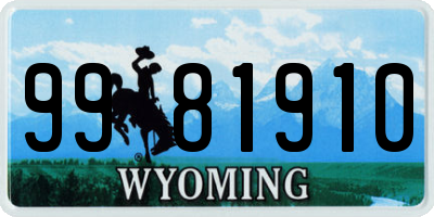 WY license plate 9981910