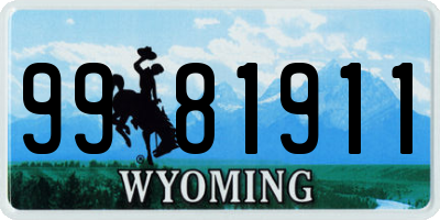 WY license plate 9981911