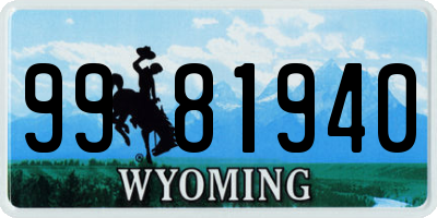 WY license plate 9981940